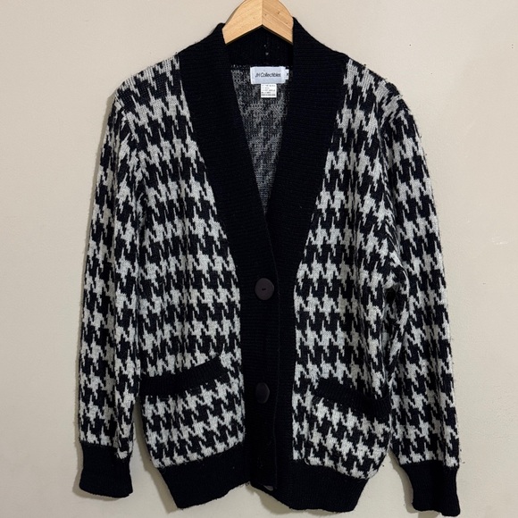 JH Collectibles Sweaters - JH Collectibles Vintage Alpaca Blend Houndstooth Women’s Cardigan size M Preppy